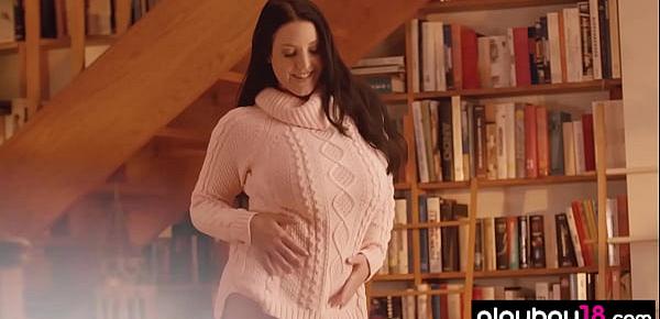  Chubby MILF pornstar Angela White flashes her epic natural tits